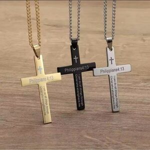 Bible Verse Cross Pendant Necklace Philippians 4:13